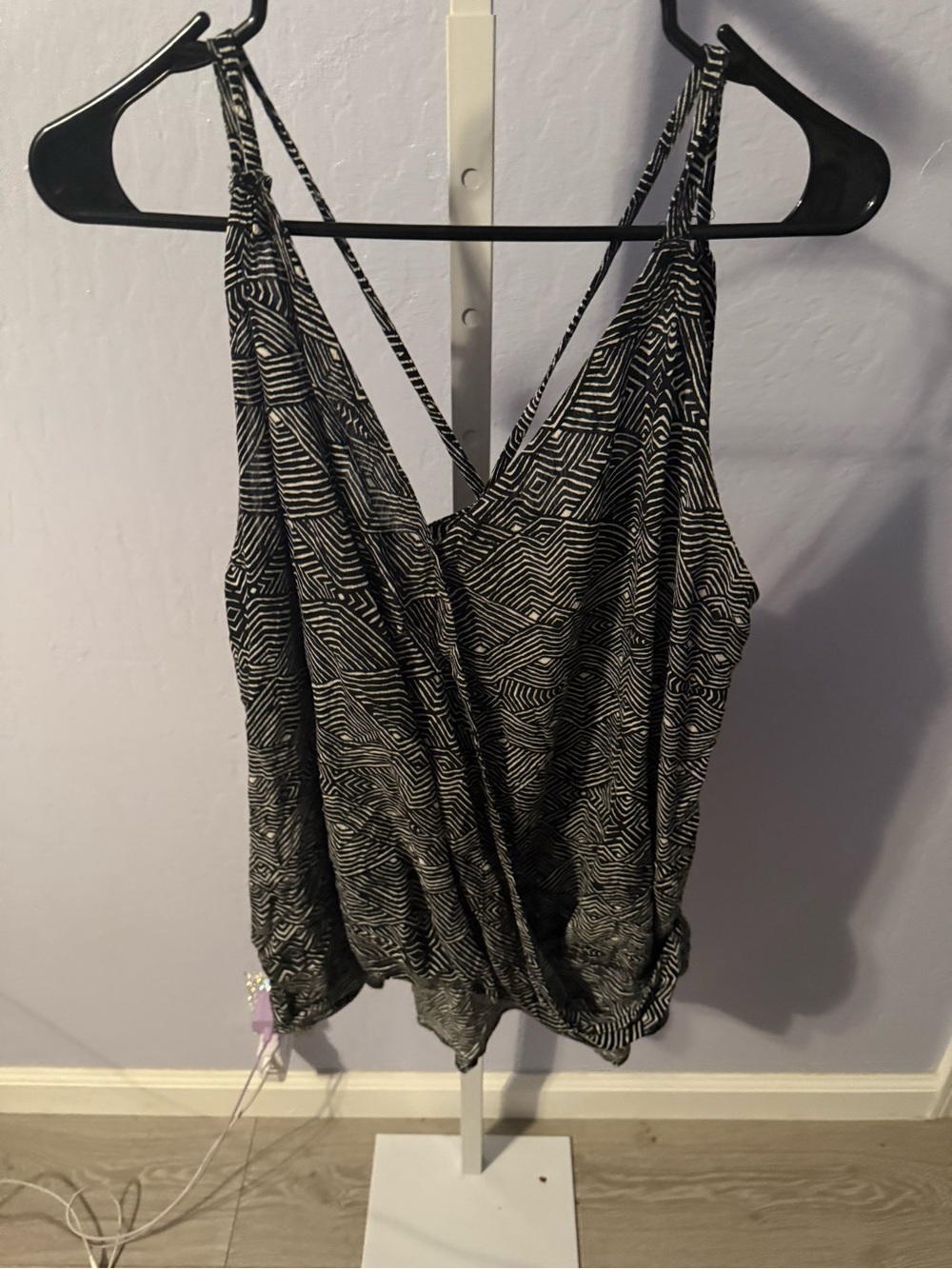 Mossimo Supply Co. Black & White Geometric Surplice Camisole